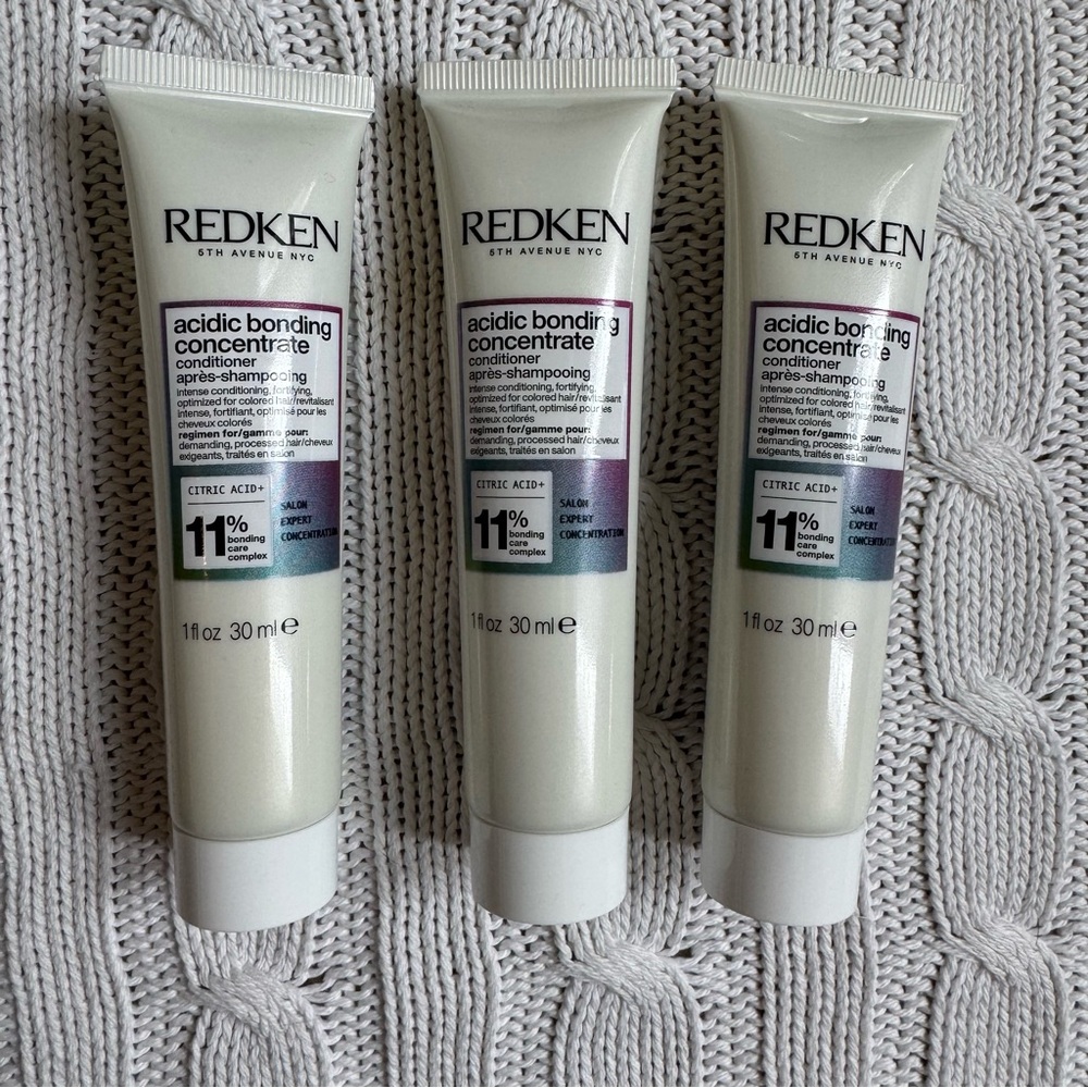 Redken Acidic Bonding Concentrate 11% Conditioner NEW Bundle of 3 1oz. Travel